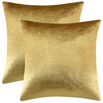 GIGIZAZA, dekorative Kissenbezüge aus Samt, für Sofa, Bett, 2 Stück, goldfarben, 50 x 50 cm