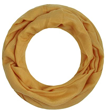 Majea Loop Alice schmaler Damen-Schal Loop Frühlingsschal Schlauchschal Rundschal Tuch uni unisex unifarben einfarbig Halstuch (senf-gelb)