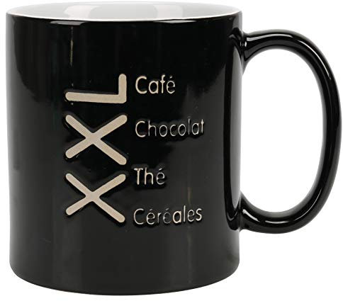 Delys-By-Verceral MUG Céramique Noir 64 cl Ronde Classique TASSE MUG Café-céréales-chocolat-thé
