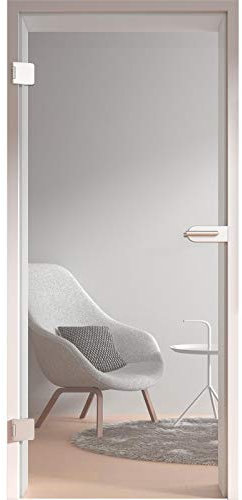HORI® Glastür Komplettset inkl. Zarge und Türgriff | Klarglas Dreh-Tür aus 8 mm hochwertigem ESG Glas |inkl. Türschloss und Montagematerial | DIN links I 1972 x 709 x 80 mm