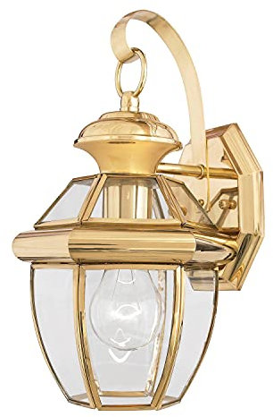 Licht-Erlebnisse Wandleuchte Außen aus Messing IP44 Vintage glanzvoll REGINA Laterne Hoflampe Terrasse Balkon Haustür