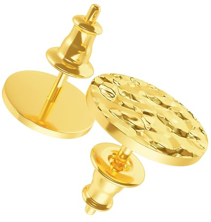 BAFFOS Elegante Damen Ohrringe Gold – Wasserfeste Ohrstecker aus robustem Edelstahl – Runde gehämmerte earrings als Geschenk für die Frauen – Modeschmuck für alle Anlässe
