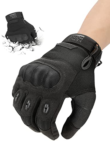 KEMIMOTO Taktische Handschuhe, Motorradhandschuhe, Militär Einsatzhandschuhe mit Kohlefaser Knöchelprotektor und Touchscreen, Atmungsaktiv, Vollfinger, für Bushcraft, Motorrad, Jagd und Security