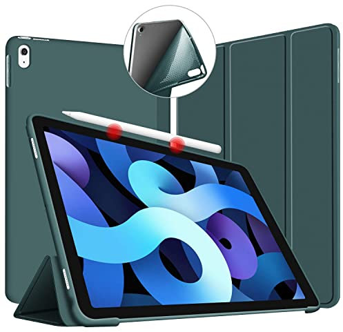 VAGHVEO Funda para iPad Air 11 Pulgadas M3/M2 (2025/2024), iPad Air 6ª/5ª/4ª Generación 10,9 2022/2020 Ultra Delgada Smart Carcasa con Flexible de Goma Suave Trasera Cover Cubierta, Verde Oscuro