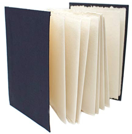 Artway Indigo - Baumwoll Rag Papier Skizzenbuch - Konzertina A5 Hochformat - 36 Seiten/18 Blätter aus 250gsm Mittlere Textur 100% Baumwoll Rag Papier - 100% Handgemachtes, Weiß