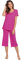 WiWi Schlafanzug aus Bambus-Viskose für Damen, weiche Caprihose, Pyjama-Set, Übergröße, Nachtwäsche, Pyjama, Loungewear, Größe S-4XL, A-Magenta, 4XL Große Größen