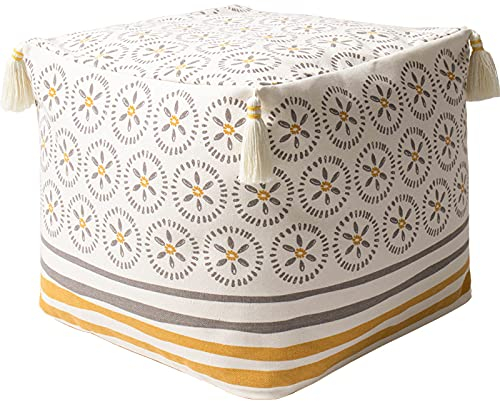 MOCOFO Freizeit Kreativer Sofa-Hocker, moderner, minimalistischer Tatami-Boden-Futon-Matte, grober Stoff, Bedruckte Quaste, Pouf-Abdeckung (Diamantgrau, Durchmesser 40x40x20cm)