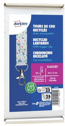 Avery - Tour de Cou/Porte badge Recyclé avec Mousqueton - Design Fleuri - Multicolore