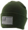 Armycrew Made in USA Grey American Flag Embroidered Knit Cuff Long Beanie, olivgrün, Einheitsgröße