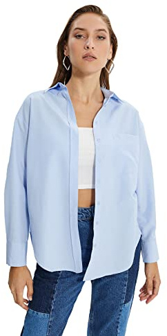 TRENDYOL Damen Trendyol Friendship Shirt, Blau, 34 EU
