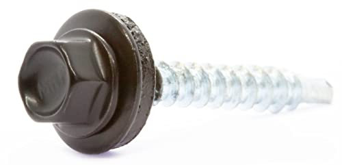 Lot de 50 vis auto-foreuses pour toiture avec rondelle d'étanchéité EPDM peinte RAL 9005 Noir 4,8 x 35 mm