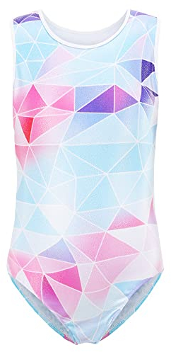 FINGER TEN Gymnastikanzug Mädchen Kurzarm Langarm Kinder Ballettanzug Gymnastik Training Gymnastikbody Trikotanzug Tanz Kleid Ballettkleid (Blau, Tag 6A (5-6 Jahre))