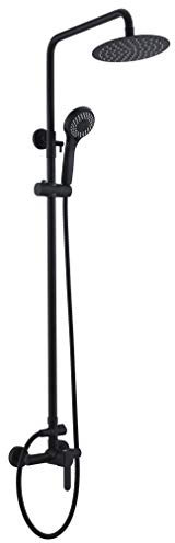 IMEX - Columna barra de ducha Roma Conjunto Monomando Serie Roma Negro Mate- BDR002