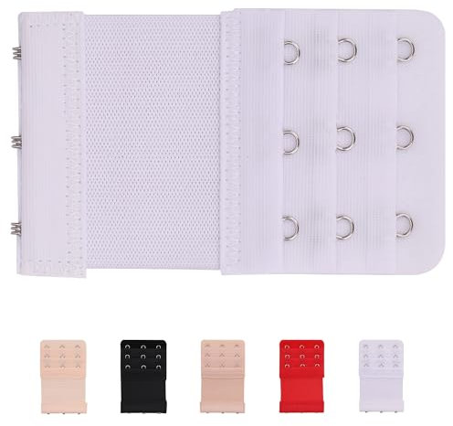 WedDecor Confezione da 1 Prolunga Reggiseno da Donna, Set di 3 Ganci a 3 File, Elastico Bianco, Morbido, Flessibile e Comodo, Estensione Reggiseno 9 x 5,6 cm, per Donne in Gravidanza e Uso Quotidiano
