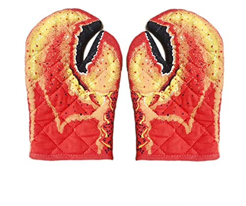 Gants de four fantaisie en forme de griffe de homard et de poisson coloré résistant à la chaleur en coton épais pour four à micro-ondes, gants de cuisine anti-brûlure, gants de cuisine à vapeur, gants