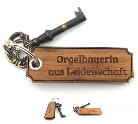 Mr. & Mrs. Panda Schlüsselanhänger Orgelbauerin - Geschenk, Diplom, Schlüsselanhänger Holz, Schlüsselanhänger aus Holz, Schlüsselbund, Gravur,