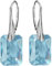 Ohrringe Silber 925 Hängend für Damen Ohrhänger Lange Ohrringe Hängend mit Kristallen Rechteckig Schmuck für Sie Hängeohrringe Mädchen Geschenk für eine Frau Handmade: Ohrringe (Aquamarine)