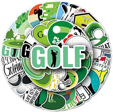 Bric Dodo 50 Stück Golf Aufkleber Auto Laptop Telefon Gitarre Skateboard Motorrad Fahrrad Golf Stickers Set Vinyl Wasserdicht Aesthetic Aufkleber für Jugendliche Kinder Erwachsene