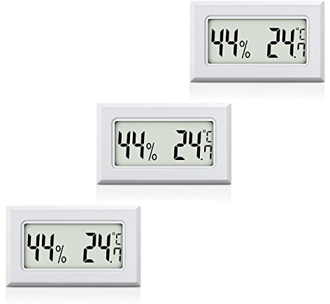 MAVORI® 3 pz. Mini termometro digitale & igrometro mini: Misuratore di umidità interna preciso & termometro piccolo per la misura della temperatura e dell'umidità (bianco)