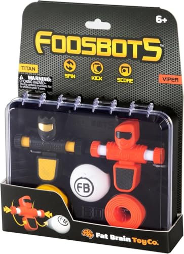 TOMY Fat Brain Toys Foosbots 2er-Pack - Das fußballthemenorientierte, rasante Tischspiel für 2 Spieler für Kinder ab 6 Jahren - Spaßiges Fußballgeschenk - optimal für Fußballfans und Familien