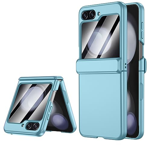LEIAU Schutzhülle für Samsung Galaxy Z-Flip-5: [Full Cover Scharnierschutz] Schlanke Handyhülle für Damen und Herren mit Displayschutz, Lautstärkeregler, kabelloses Laden für Galaxy Z Flip 5 5G (blau)