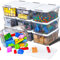 Citylife 1.25L 10 Pack Small Storage Bins Plastic Storage Container Stackable Box with Lids for Organizing, Clear Grey