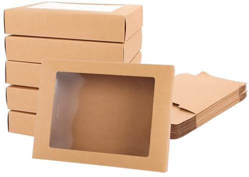 APACALI 40 Stück Geschenkbox Mit Fenster, 17.5x13.5x3.5CM Geschenkkarton mit Ssichtfenster, Mini Geschenkschachteln Geschenkboxen für Schmuck Speicher Display, Hochzeit, Braun