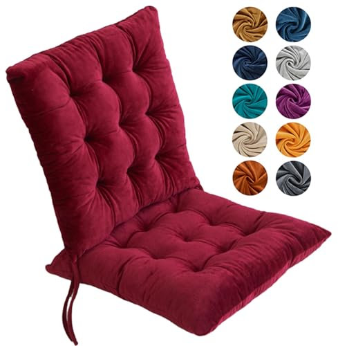 Hixingo 4er Set Stuhlkissen, Sitzkissen Stuhl, Stuhlkissen 40x40, Kristall-Samt Sitzkissen Bank, Sitzunterlage Outdoor & Innen, Sitzauflagen Chair Cushion für Wohnzimmer Terrassen (40cm,Burgunderrot)