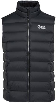 NORTH RIDGE Men’s Tech Down Gilet with 90/10 Duck Down & 2 Zipped Pockets, Insulated, Durable & Water Resistant Bodywarmer (UK, Alpha, L, Regular, Regular, Black)