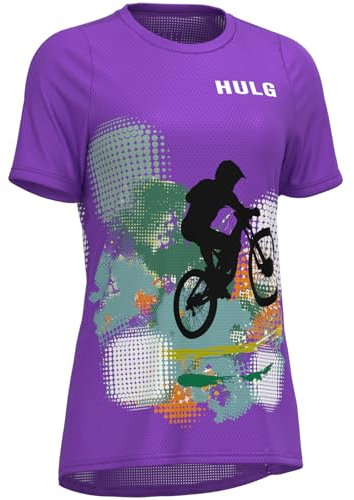 HULG Fahrradtrikot Damen Kurzarm,Women's Jersey Mountainbike-Trikot,100% Hochwertiges Polyester, Schnell Trocknend, Atmungsaktiv, Geeignet Für Radfahren/Multisport (L,Style-05)