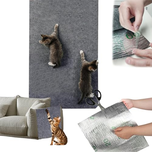Kratzbrett Katze, Kratzmatte Katze Selbstklebend, [200cmx40cm] Kratzschutz Sofa Katze, Kratzbrett Katzen kratzschutz, Katzenkratzmatte, AntiKratz Tape für Möbel Couch Sofa Wand Tür Schutz, Dunkelgrau