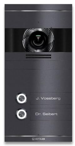 Metzler Video Türsprechanlage 2 Familienhaus | Türklingel mit Kamera FullHD | Opt. 7 Monitor | Smartphone App | Mit Anschluss für Türöffner | Anschluss: 2-Draht IP | Eisenglimmer | VDM10 2.0 Colson