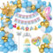 Geburtstagsdeko Mädchen, Cinderella Geburtstag Party Deko Luftballons Konfetti mit Tiara Krone Zauberstab Cupcake Topper Happy Birthday Banner Krone Ballon für Kinder Partydeko Geburtstag