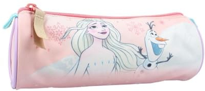 mybagstory - Trousse Ronde à Crayons pour Enfant Fille - La Reine des Neiges - Enfant - Ecole - Primaire - Maternelle - Garderie - Taille 21 cm - Idée Cadeau - Rose