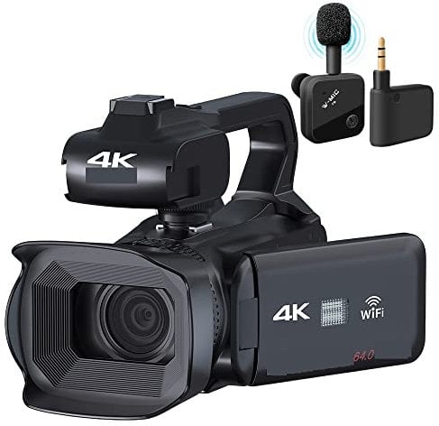 AUBEST Video Camera Camcorder 60FPS 4K Vlog Camcorder 64MP Photography Video Camera Live Streaming 18X Zoom AF Digital Recorder 4 Rotate Touch Screen(16G SD Card,With Wireless MIC)