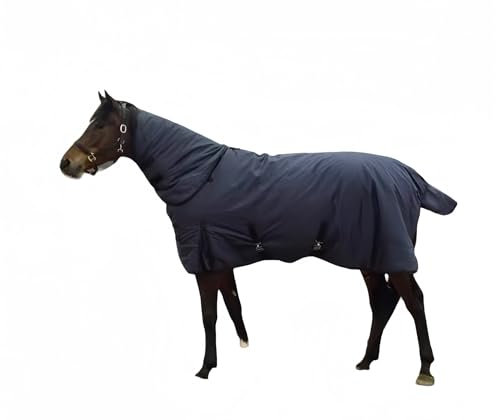 Winter-Pferdedecken aus Baumwolle 900D: Ultimativer Schutz mit integrierter Wetterfestigkeit, Haltbarkeit und abnehmbaren Funktionen(Black,(165cm Rückenlänge))