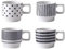 KIUGOP 4er Set Porzellan Kaffeetassen Kaffeebecher | 300ml Bunte Tassen Keramik Espressotassen Mini Mokkatassen | Handgefertigte Modern Teetassen Set Mit Henkel Für Kaffee, Tee, Milch, Wasser,Schwarz
