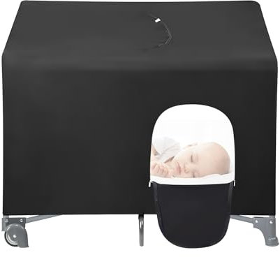 PandaEar Verdunkelungsabdeckung für Pack N Play, atmungsaktives Kinderbett-Überdachungszelt zum Packen und Spielen, tragbares dehnbares Baby-Netz für drinnen und draußen