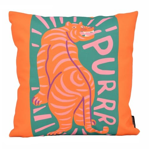 Kissenbezug 45x45 cm - Tiger Rot - Kissenhülle - Dekokissen - Zierkissen | Sofakissen, Deko Wohnzimmer, Kissenbezüge 45x45, Baumwolle/Leinen