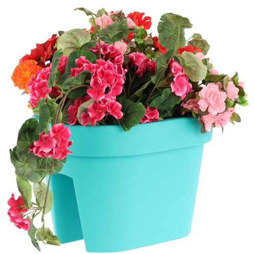 botle Jardinière de balcon - Jardinière pour balustrade - 39,5 cm - 12,3 l - Turquoise - Ovale
