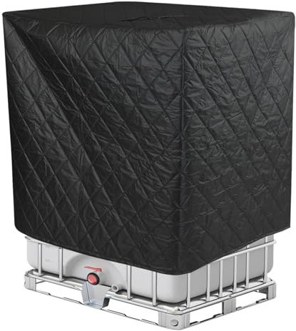 IBC Tank Abdeckung Thermohaube für IBC Container, Verdicken Frostschutz IBC Schutzhülle, Wärmedämmung IBC Wassertank Abdeckplane - 120x100x116cm (Schwarz)
