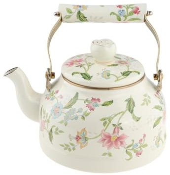 Sharplace 2,5 l Emaille-Teekessel, Wasserkessel, hitzebeständig, Saftbehälter mit Deckel, nostalgischer Teekessel, Wasserkocher für kaltes Haushaltswasser, Blume