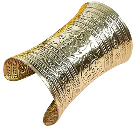 WRITWAA Tribal Arm Cuff Bracelet Chunky Gold Wrist Cuff Jewellery for Women Upper Arm Bangle Minimalist Style for Belly Dance Cosplay Party