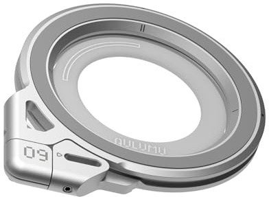 Aulumu G09 Handy Ring Halterung für MagSafe Ring 360° Drehung Handy Griff und Stand, Aluminium Doppelseitige Magnetische Fingerhalter für iPhone 17 16 15 14 Pro Max und Handyhülle für Samsung, Silber