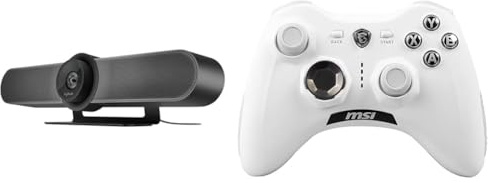 Logitech MEETUP Videokonferenz-Webcam, Ultra-HD & MSI Force GC30 V2 White Kabelloser
