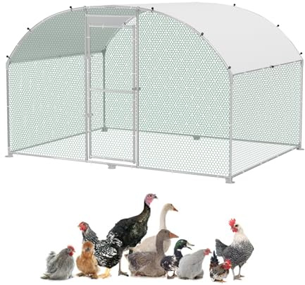 UISEBRT Hühnerstall 3x2 m Hühnerkäfig Freilaufgehege Hühnerhaus aus Verzinktem Rohren Geflügelstall Freigehege mit Abschließbarem Tür & Kuppeldach für Hühner Kaninchen Geflügel Kleintiere