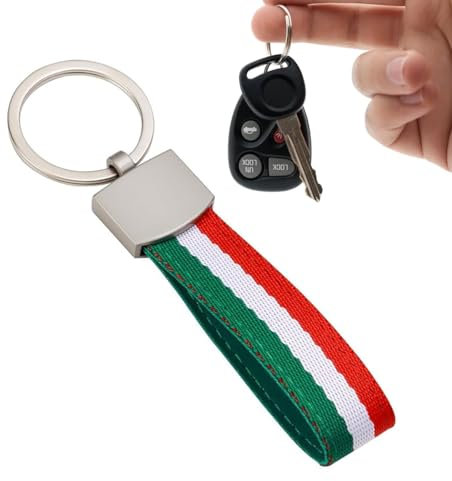 SGERUFZ Italienische Flagge Schlüsselanhänger, Italienische Flagge aus Segeltuch und Metallring, unzerbrechlich, modisch, rost- und lichtbeständig, Autoschlüsselanhänger für Männer und Frauen