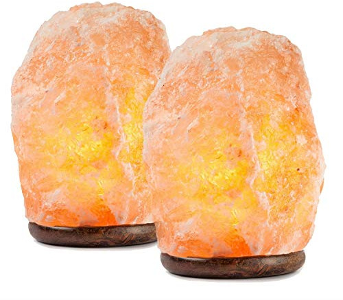 HFERTSCN Lampes de table, 2 lampes de sel de l'Himalaya 1-2 kg, taille 6,6 x 10 cm, belle couleur rose naturel rose cristal de l'Himalaya Rock FANDIAO