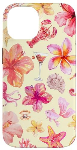 Aesthetic Yellow Butter Cute Summer Hibiscus Muscheln Hummer Hülle für iPhone 14