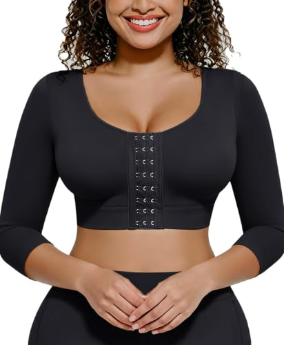 FeelinGirl Arm Shaper for Women Arm Compression Sleeves Shaping Top | Post Surgery Posture Corrector Arm Lipo Slimming Arm Front Fastening Shapewear Bra